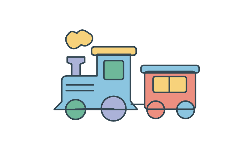 A colorful steam train picture from Things that go.